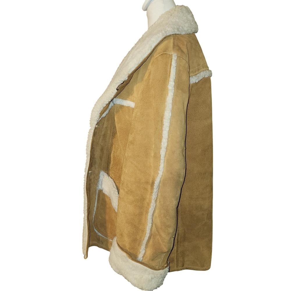 VTG Western Outfitters Sears Warm Mens Suede Shearling Lined Heavy Jacket Size L - Picture 2 of 7